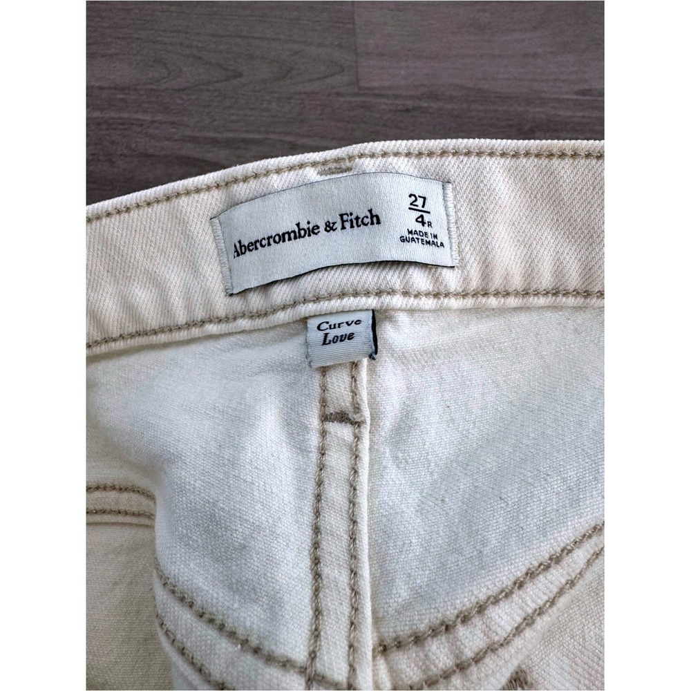Abercrombie Carpenter Jeans Women 27/4R Cream Curve Love Button Fly - Picture 7 of 8